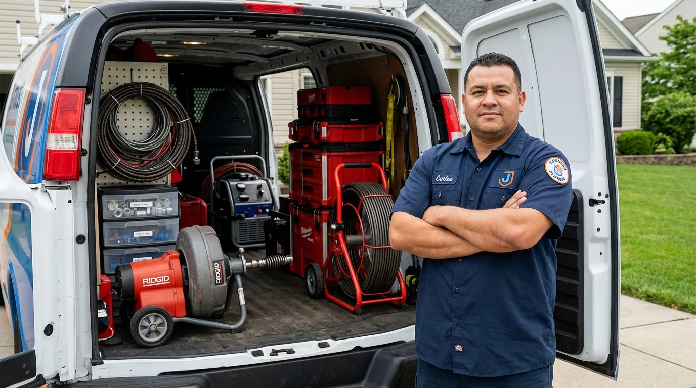 Professional drain cleaning equipment and Johns Plumbing LLC plumber in Bakersville
