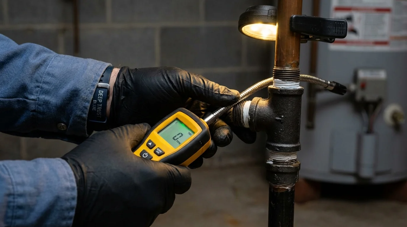 Gas leak detection with electronic sniffer by Johns Plumbing LLC in Bakersville
