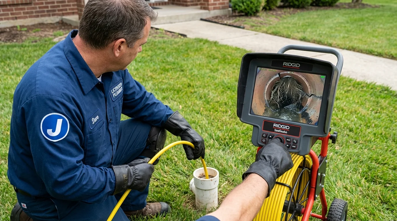 Sewer camera inspection being performed by Johns Plumbing LLC in Bakersville