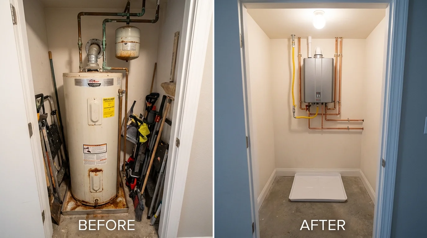 Tank water heater versus wall-mounted tankless unit comparison for Bakersville, NC homeowners