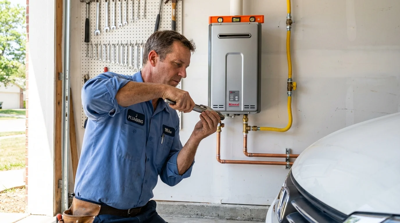 Tankless water heater installation by a Johns Plumbing LLC plumber in Bakersville